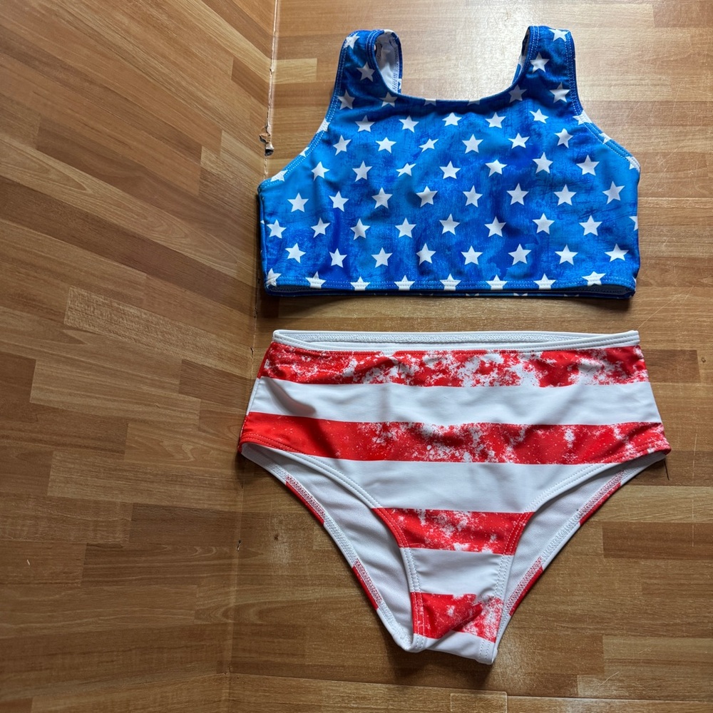 Red white and blue Fourth of July bikini size 12 patriotic USA flag